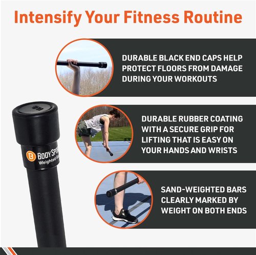 Body Sport Weighted Bars, Weight Lifting Bars for Strength Training and Sculpting