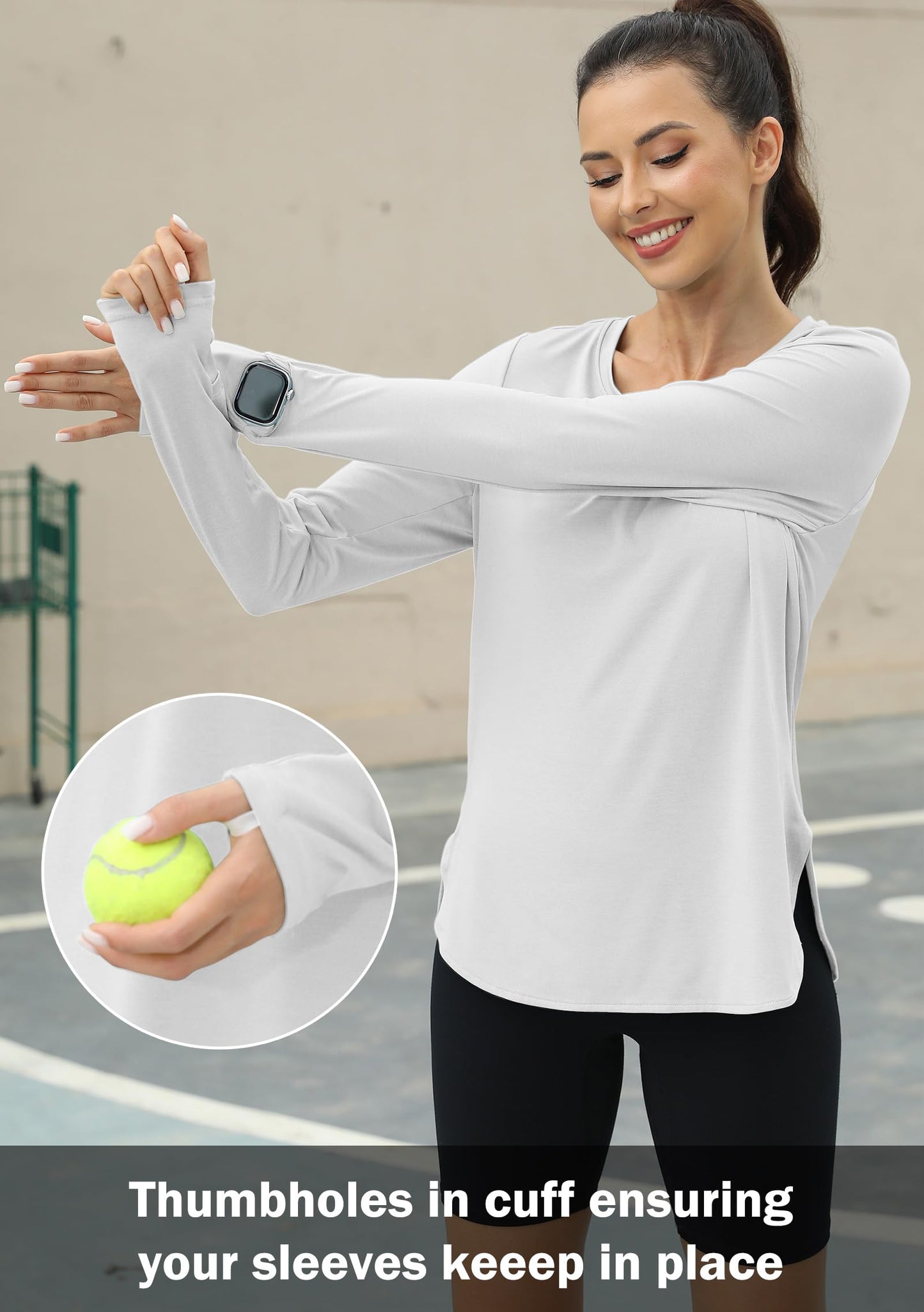 KevaMolly Workout Tops for Women Long Sleeve UPF 50+ UV Protection Sun Shirt Lightweight Quick Dry Rash Guard Hiking Shirts White L