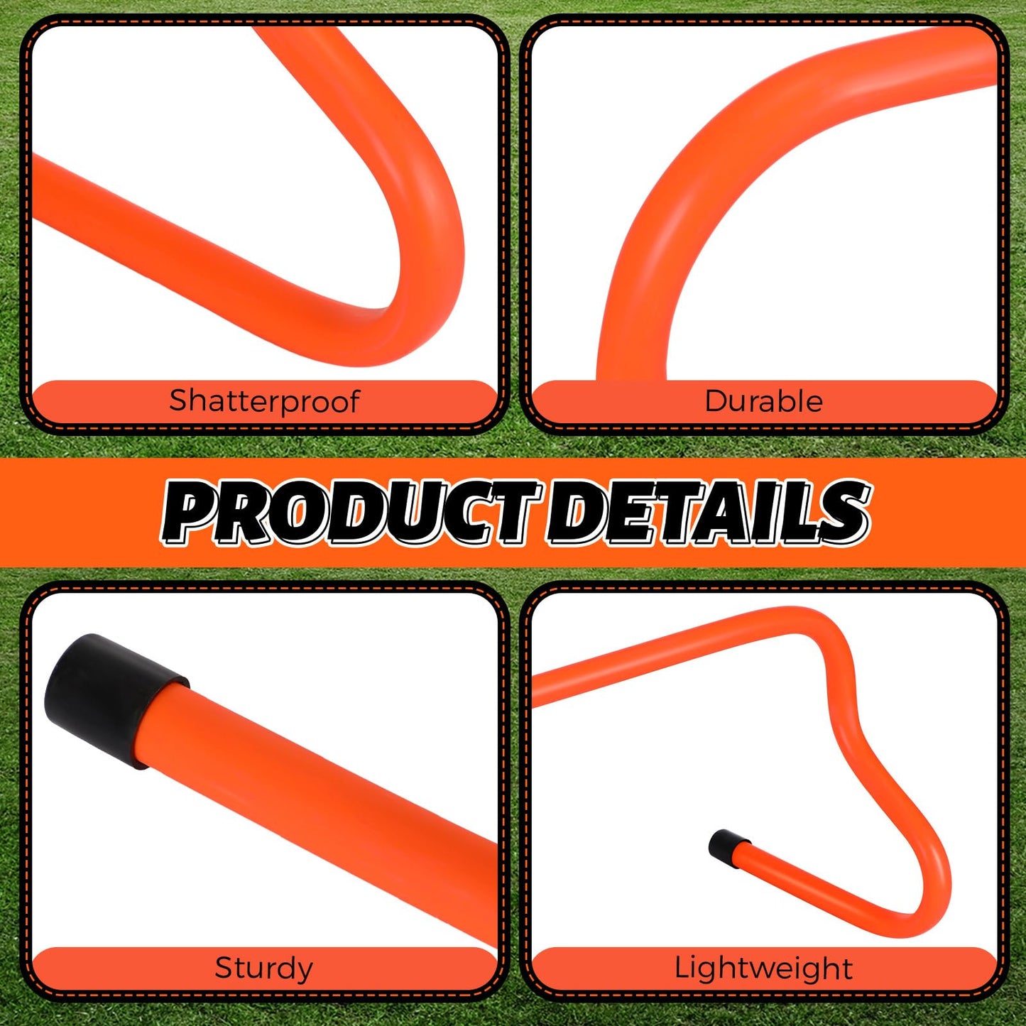 Wettarn 12 Pcs 9" Speed Training Agility Hurdles for Athletes Reliable Training Hurdle Plyometric All Purpose Practice Equipment for Soccer Basketball Football(Orange)