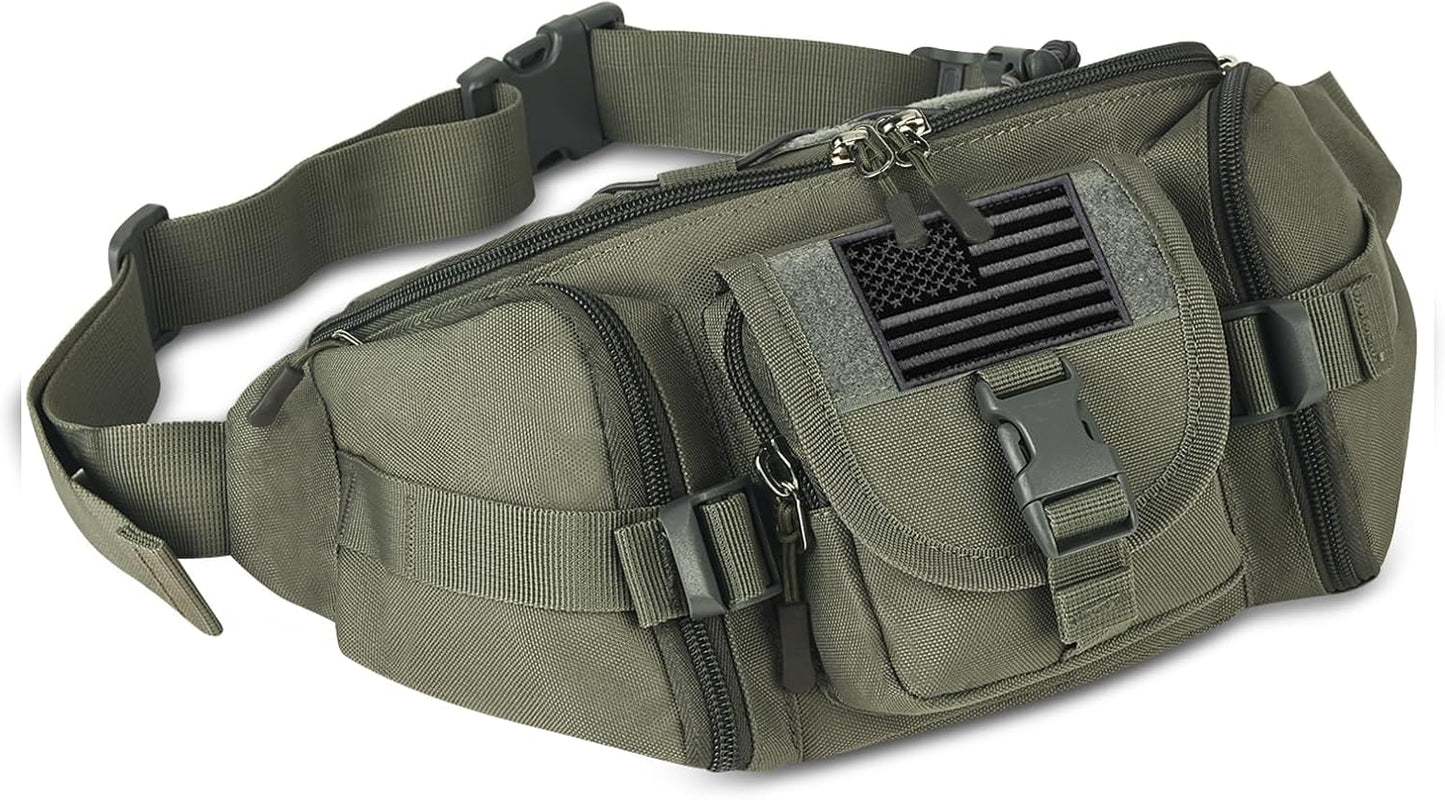 ArcEnCiel Tactical Fanny Pack for Men Waist Bag Hip Belt Outdoor Hiking Fishing Bumbag with Patch