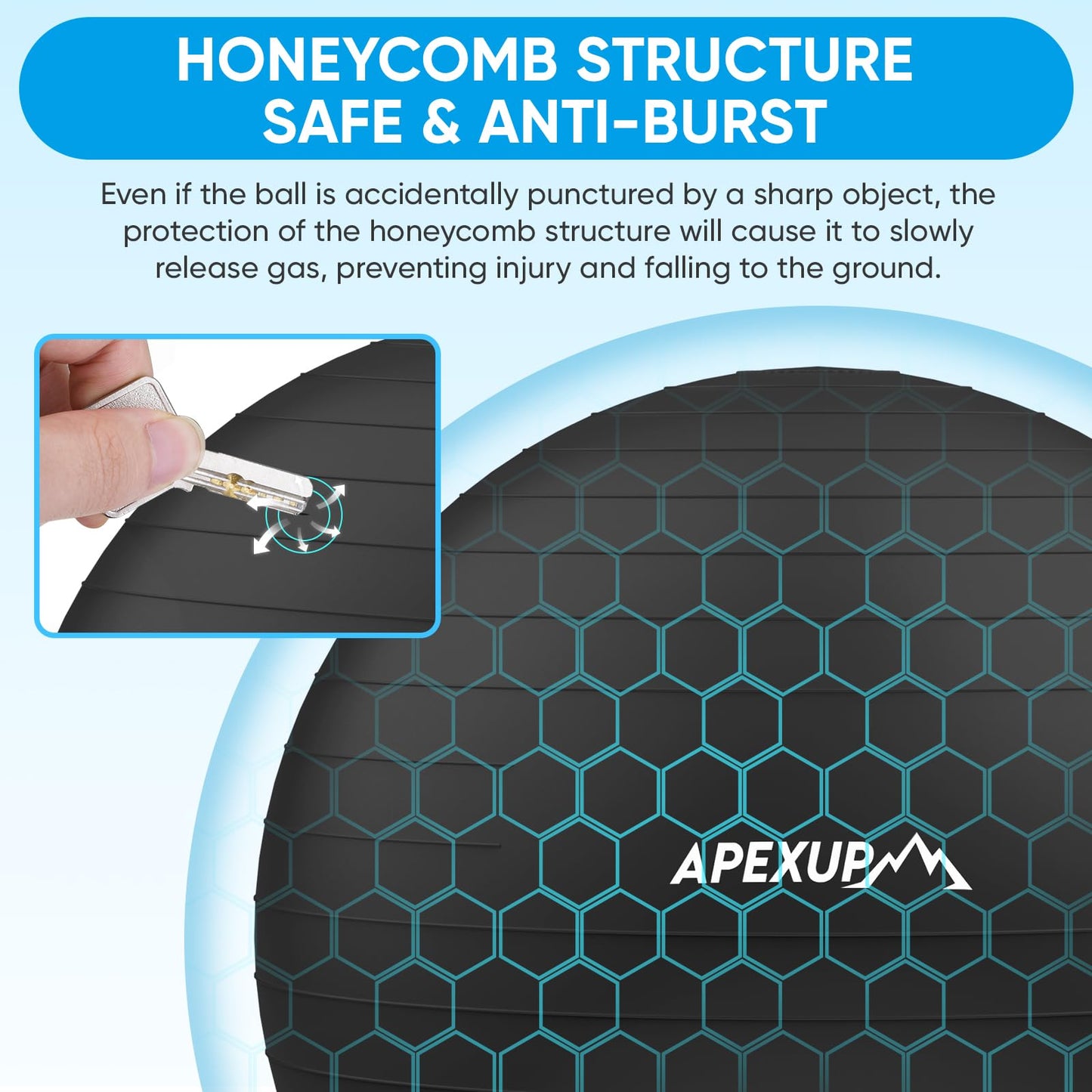 APEXUP 10lbs/Pair Adjustable Ankle Weights + Yoga Ball Exercise Ball (L,65cm)