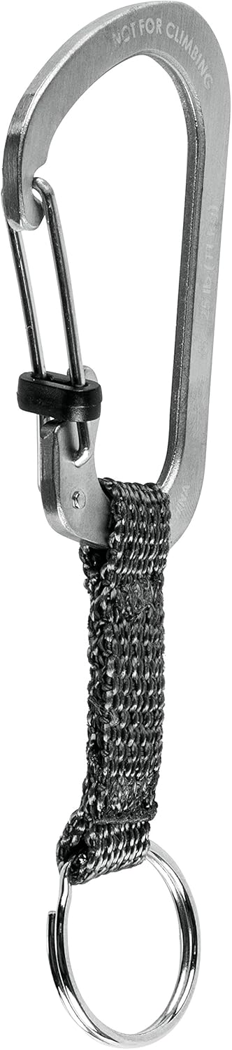 Nite Ize SlideLock Key Ring, Aluminum Locking Carabiner Key Chain with Webbing, Stainless Steel