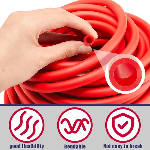 Wesnoy 1 Roll Resistance Tubes Latex Elastic Tubing 50ft Exercise Bands Exercise Tubing for Physical Therapy, Lower Pilates, at Home Workouts, Rehab Core Exercise(Red, Beginner Level 3)