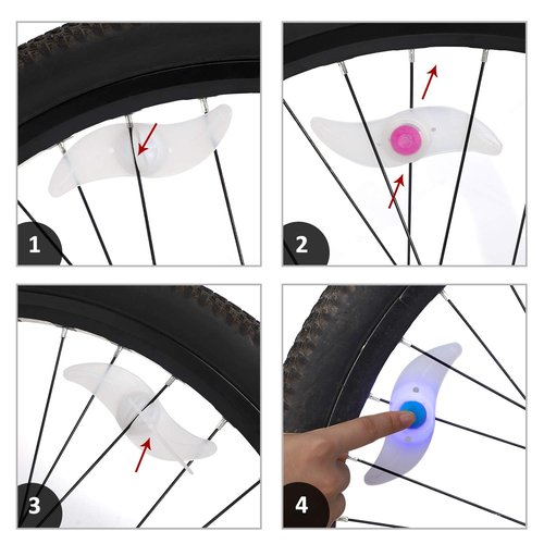 Bike Wheel Spoke Lights 6-Pack with Batteries Included, Kid Bicycle Accessories for Boys Girls with 3 Lighting Modes, Easy to Install Spoke Decorations