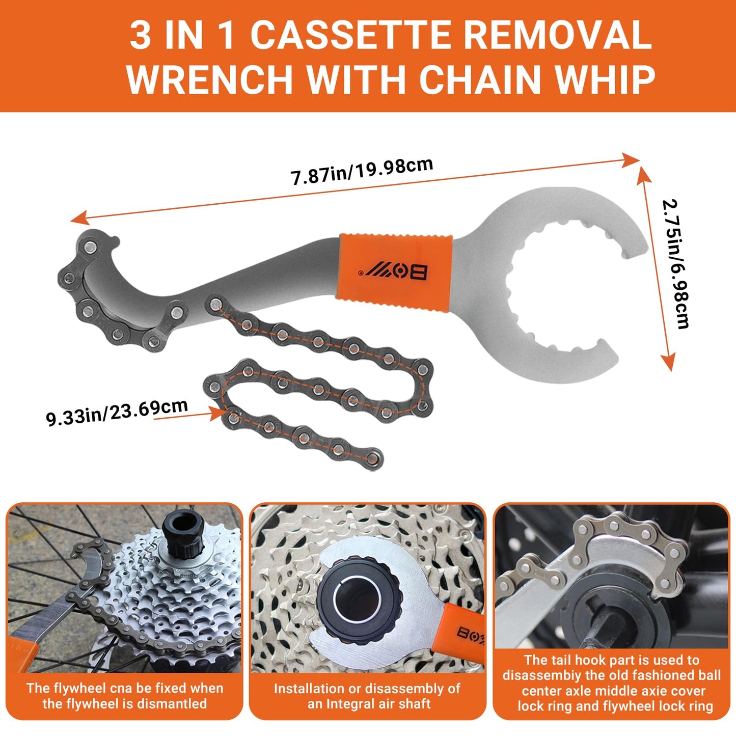 FOUUAAOOU Bike Tools Kit, Has 3 in 1 Bike Cassette Removal Tool, Bike Pedal Wrench, Bicycle Crank Removal Tool, Bottom Bracket Remover and Rotor Lockring Removal Tool, Bike Repair Tool Set