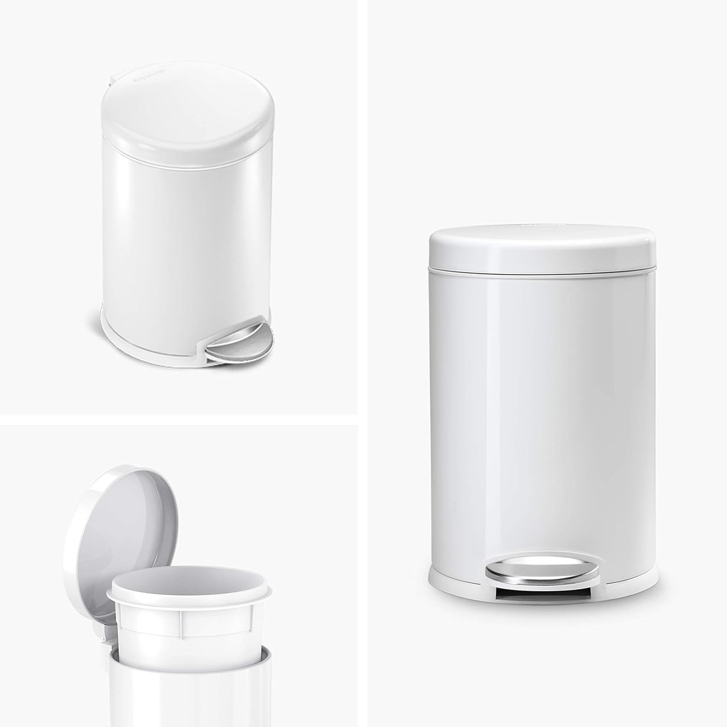 simplehuman 4.5 Liter / 1.2 Gallon Round Bathroom Step Trash Can, Brushed Stainless Steel