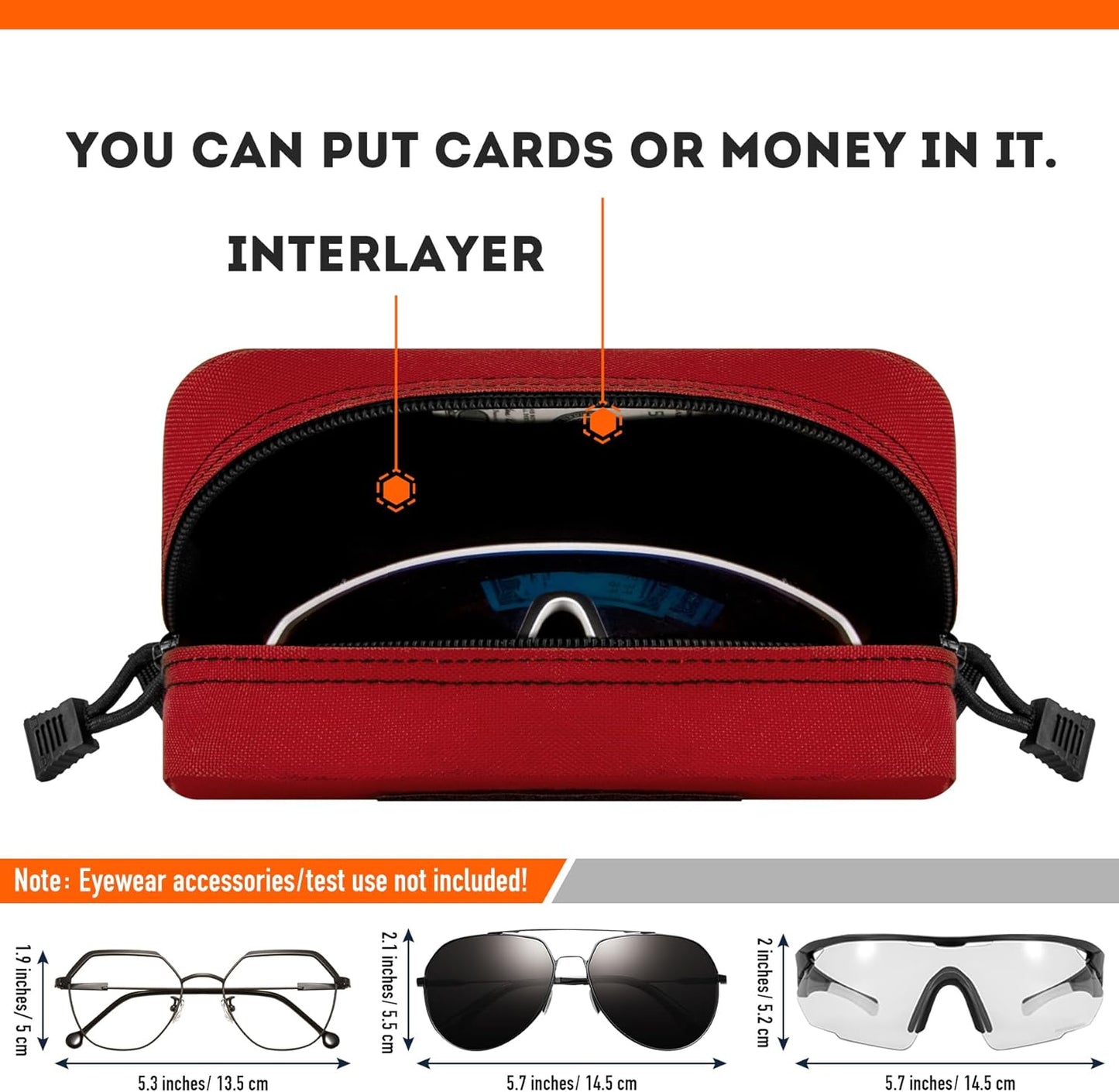 IronSeals Extra Large Tactical Molle Sunglasses Case Anti-Shock Semi-hard Clamshell Glasses Case, X-Large