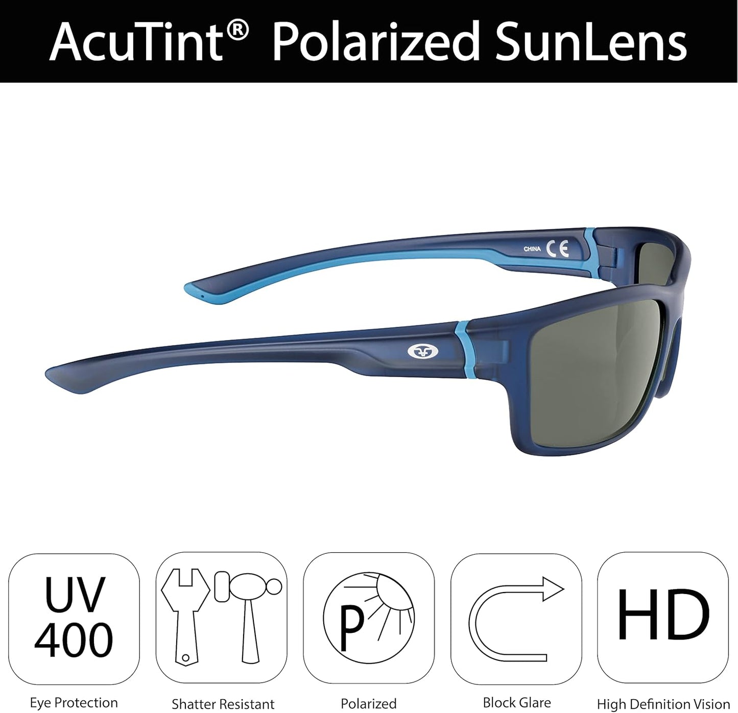 Polarized Fishing Sunglasses with AcuTint UV Blocker - Outdoor Sports Eye Protection