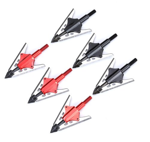 KTGCOZS Pack of 3 Replacement New BloodRunner Broadheads 100Gr 2 Spring Slide Retractable Blade Arrow Tips (Red)