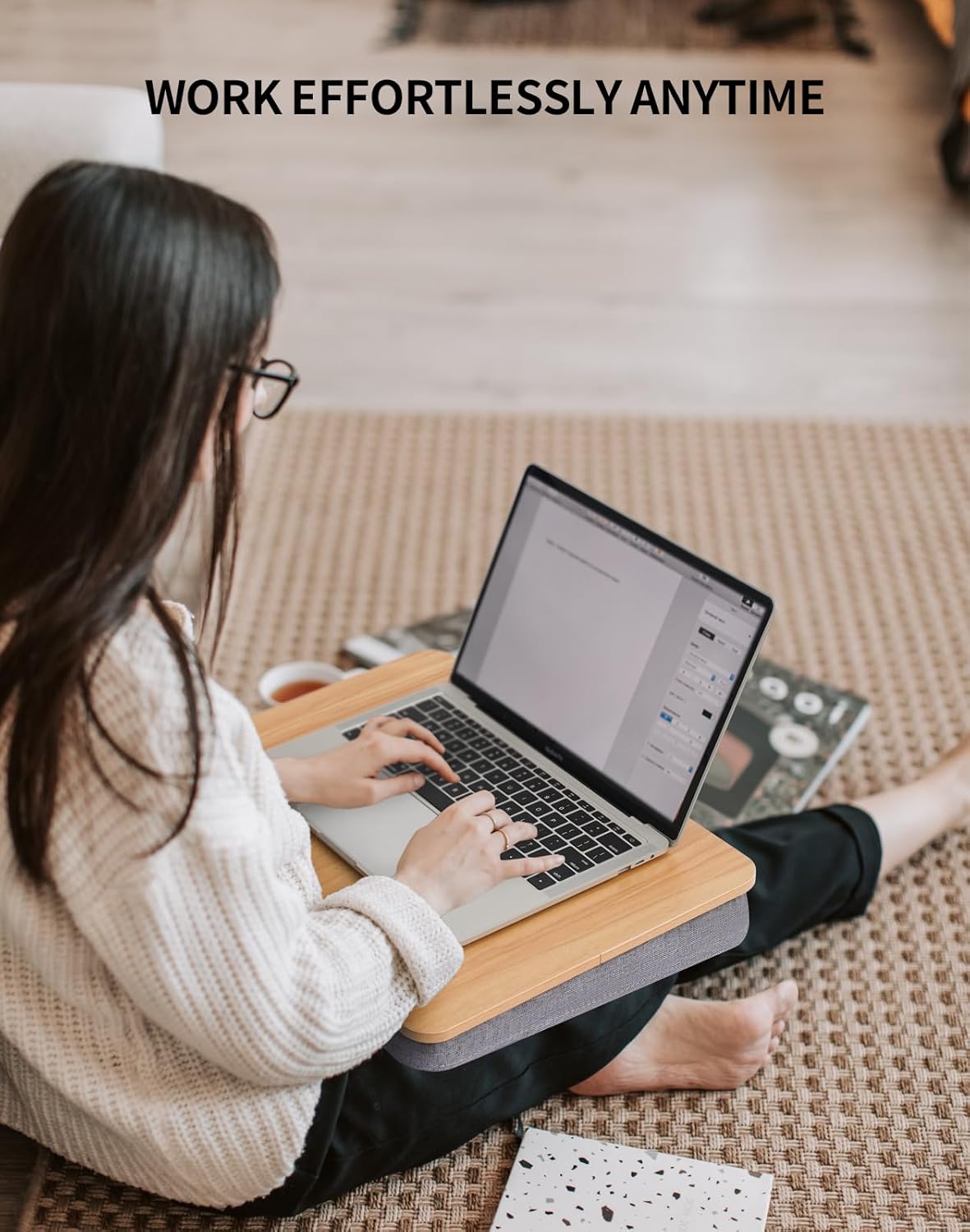 Lap Desk with Pillow Cushion, Portable Laptop Bed Desk, Fits up to 15.6 inch Laptop, Lap Stand for Bed & Couch & Carpet, Book Tablet/Drawing Board - Pink