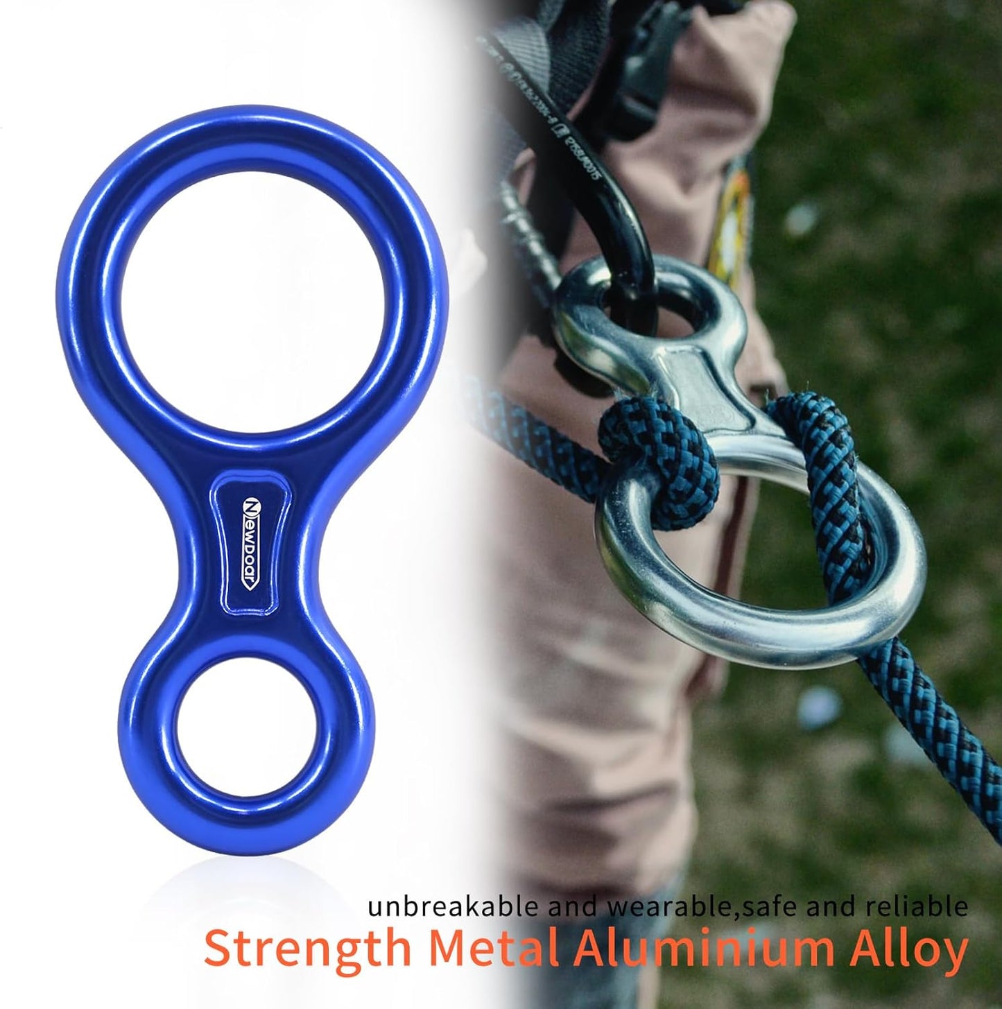 NewDoar Climbing Gear Downhill Equipment, Descender Rappel Rock Climbing Descending Belaying Equipment Rescue Figure 8 Descender Rigging Plate 35KN for Climbing Belaying and Rappeling Device