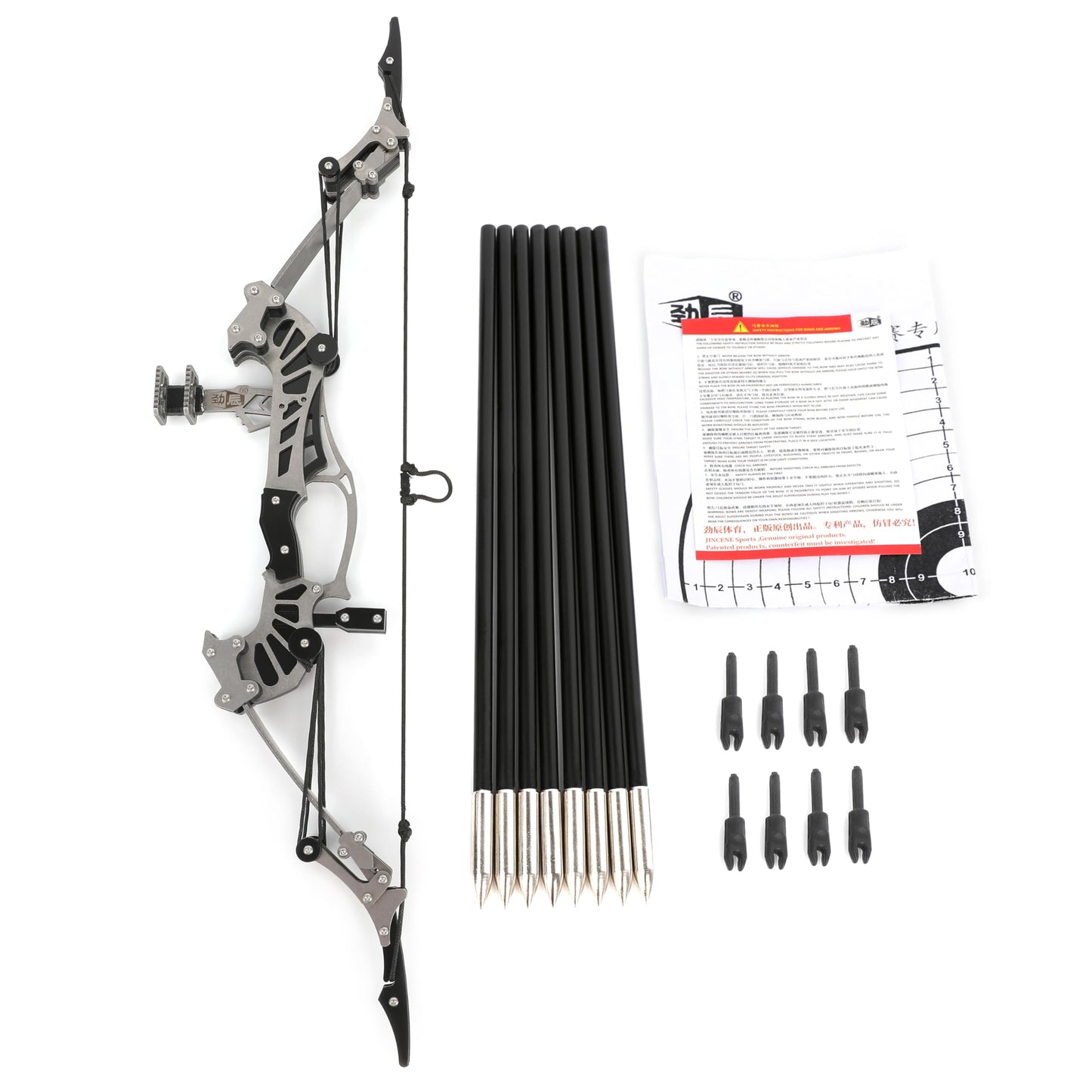AMEYXGS 16.4inch Mini Lever Bow Recurve Bow Stainless Steel Includes 4/8 Arrows and Target Paper (8 Arrow Set)