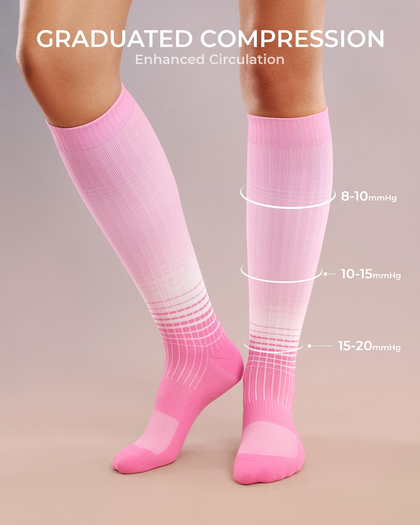 FITRELL 4 Pairs Compression Socks for Women & Men, 15-20mmHg Circulation Support for Athletic Travel Daily Wear, Blue+Orange+Pink+Purple, Small-Medium