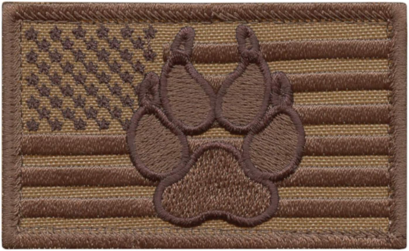 USA American Flag K-9 Dog Handler Morale Tactical Embroidery Touch Fastener Patch (Subdued)