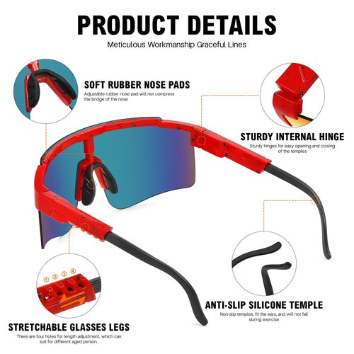MALIDAK Sports Sunglasses for Mens Women Youth Baseball Sunglasses UV400 Protection Men Cycling Glasses Ideal for Surfing, Running, Climbing, Fishing
