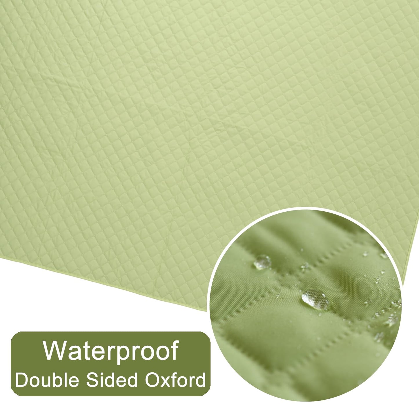 NKTDWO Double Sided Picnic Blanket with Storage Bag, 60'' x 80'' Waterproof Outdoor Blanket with Strap, Foldable Park Blanket for Picnic Camping Travel Beach, Machine Washable (Green)