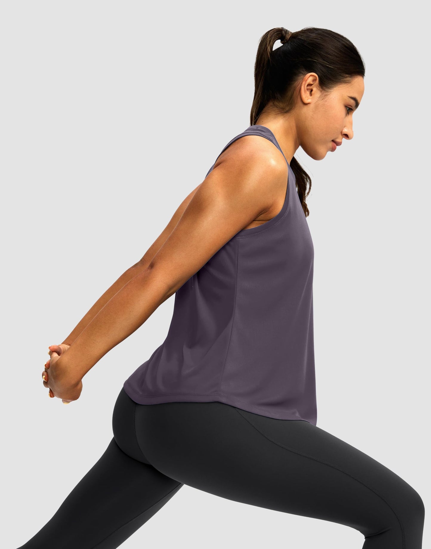 Women's Workout Tops Racerback Athletic Tank Tops Sleeveless Loose Fit Yoga Running Gym Shirts for Women(Purple Grey,XL)