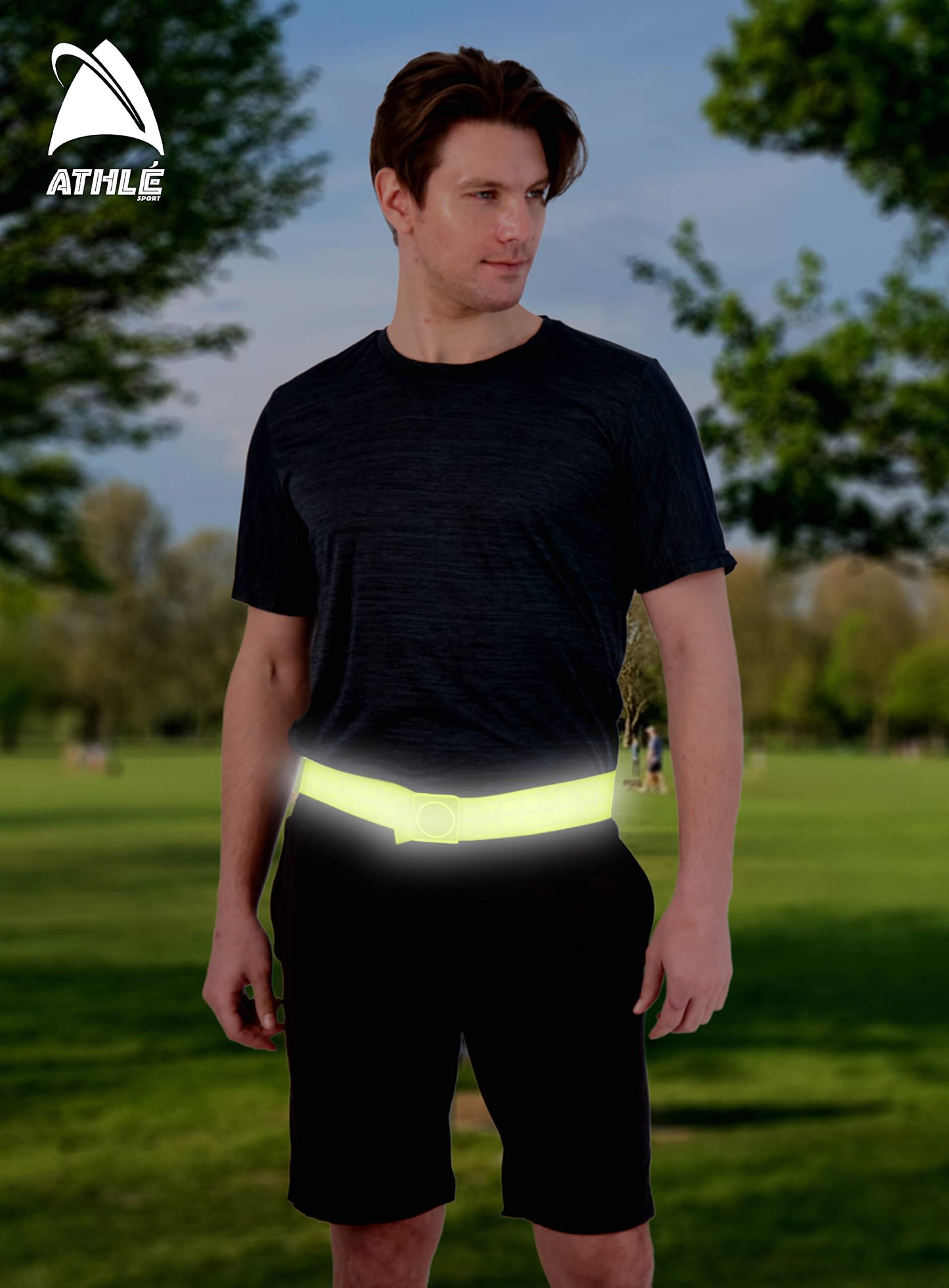 Athle Sport Reflective Belt With Magnetic Closure - High Visibility Magnetic Belt - One Size Fits All - Reflective Running Gear - Reflective Yellow