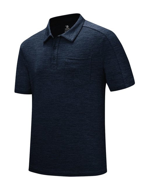 TBMPOY Men's Polo Shirts Short Sleeves with Pocket Lightweight Quick Dry Outdoor Casual Work Golf Sports Shirt Navy XXL