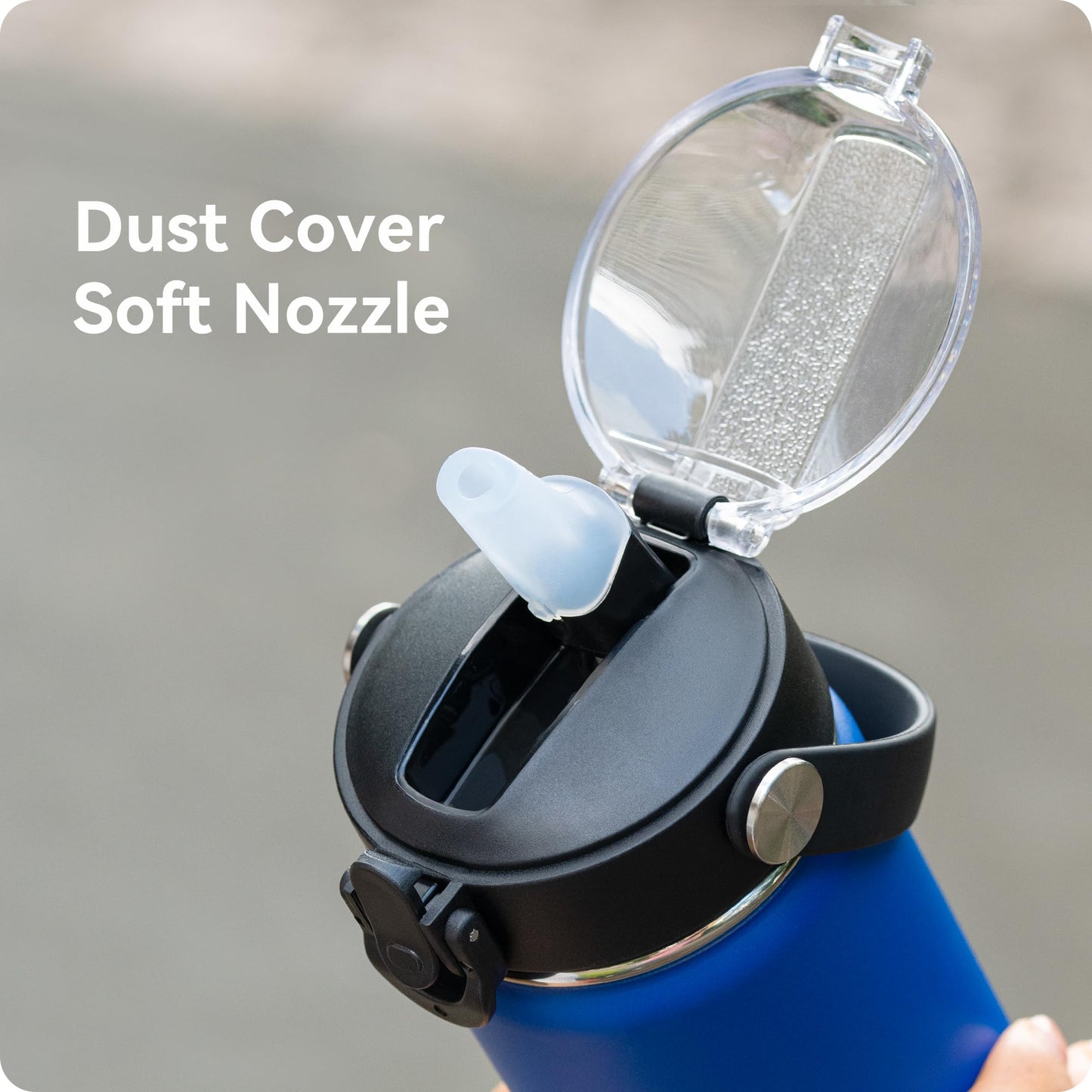 Prurex Auto Flip Straw Lid for Hydroflask 12-64 oz Wide Mouth,Replacement Lid with Soft Spout for Hydro Flask/Thermoflask/Iron Flask 2.28"Wide Mouth Bottles(1 pack)
