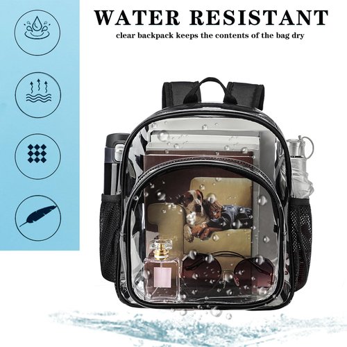 KUI WAN Clear Backpack Stadium Approved 12x12x6 Small Clear Bag for Concert,Work,Festival,Security,Stadium