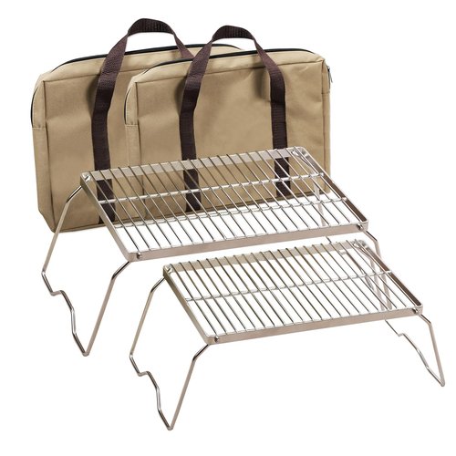 REDCAMP Small Folding Campfire Grill 304 Stainless Steel Grate + Large Folding Campfire Grill 304 Stainless Steel Grate