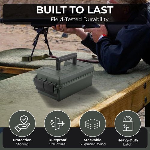 Prothens Lockable Ammo Storage Case for Ammo Cans | Military Waterproof Case & Airtight Ammo Containers Box | Ammunition Storage Boxes | Hunting Gear & Shooting Accessory | Water and Dust Resistant