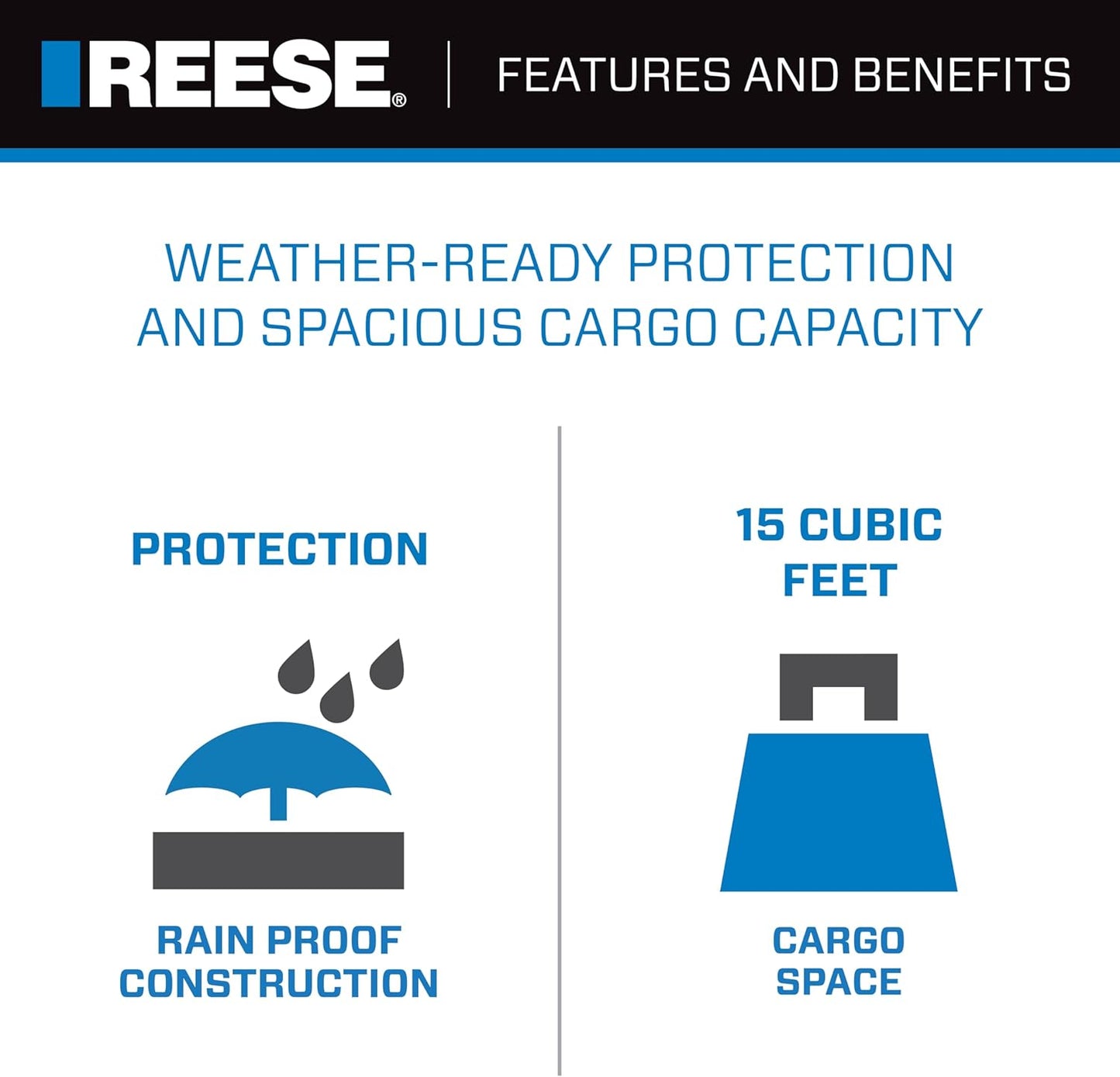 Reese Explore 63604 Amigo Hitch Mount Cargo Carrier Bag, 59 Inch x 18.5 Inch x 24 Inch, Rainproof, Fit On A Most Full-Size Hitch Mounted Cargo Carriers.