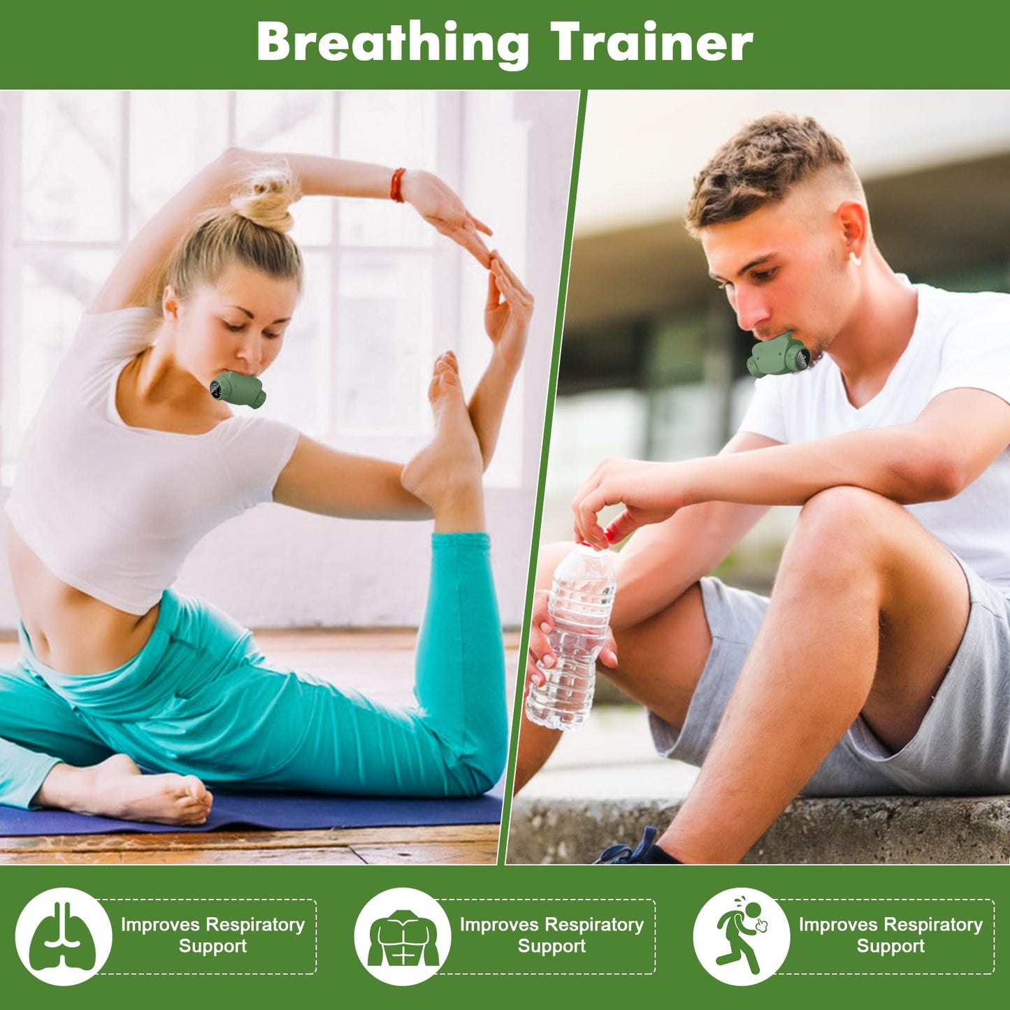 funotes Breathing Exercise Device, Compact Guided Portable Breathing Trainer, Excellent for Sports, Performers, Singers, Hikers, Yoga, Mountain Climbers