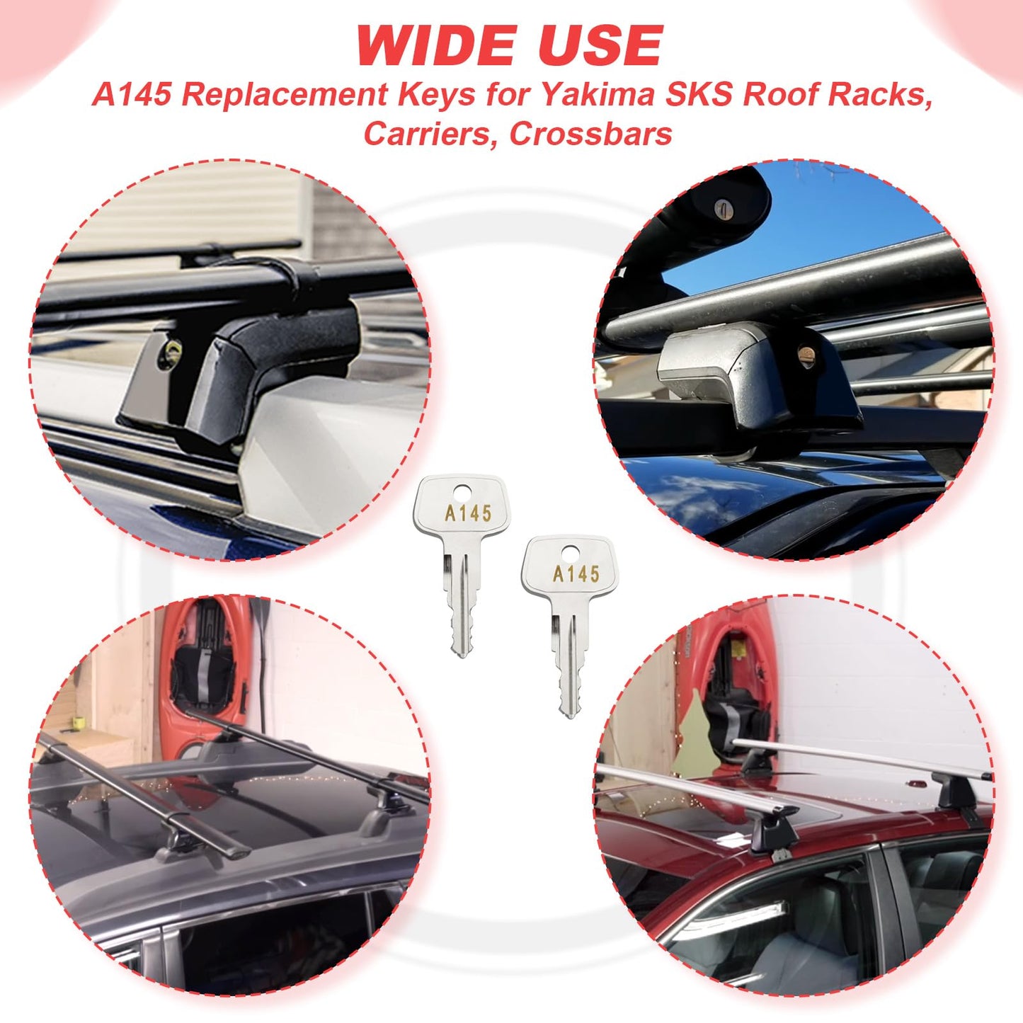 A145 SKS roof Rack Key,Replacement Keys for Yakima SKS Ski,Crossbars,Carrier Racks,Roof and Cargo Box.(Code A145)