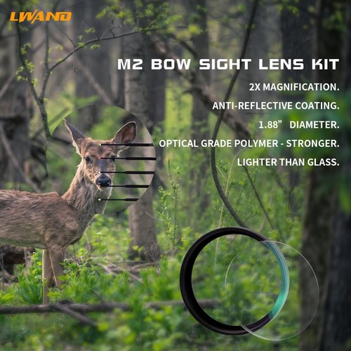 LWANO M2 Bow Sight - 5 Pin Archery Sight for Compound Bow, Tool Less Windage & Elevation Adjustability,with 2X Magnification Sight Lens Kit (M2 (with 2X Lens kit))