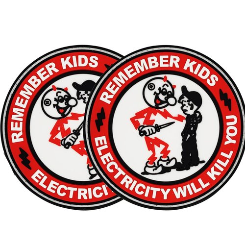 OVIFICEA Remember Kids Electricity Will Kill You Patches,Funny Military Tactical Patches PVC Rubber Morale Patch for Backpacks, Jackets,Vests, Helmet, Hats, Jeans