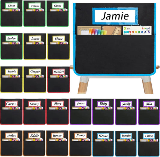 24 Pcs Chair Pockets for Classrooms, Student Chair Pockets, Classroom Chair Pockets, Seat Pockets for Classroom Chairs, Seat Sacks for Classroom Chairs, Seat Sack