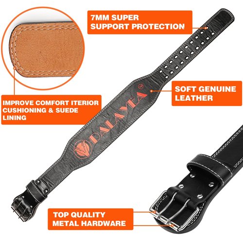 Leather Weight Lifting Belt, Men Belt for Gym Weight Belt Lumbar Back Support Powerlifting Weightlifting Heavy Duty Workout Training Strength Training Fitness (Black-L)