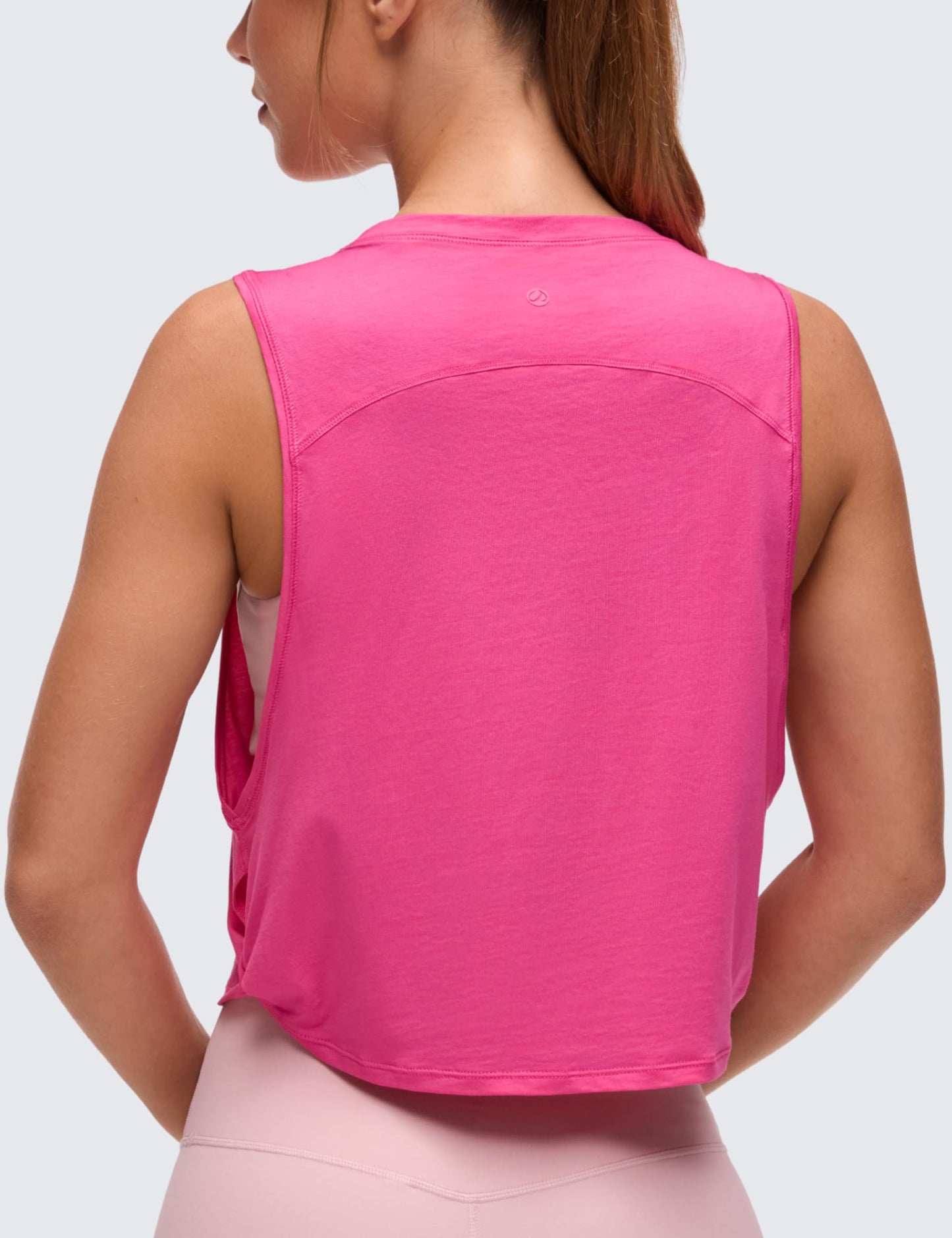 CRZ YOGA Pima Cotton Large Armhole Tank Tops for Women - Workout Sport Athletic Yoga Running Gym Loose Crop Sleeveless Shirts Sonic Pink XX-Small
