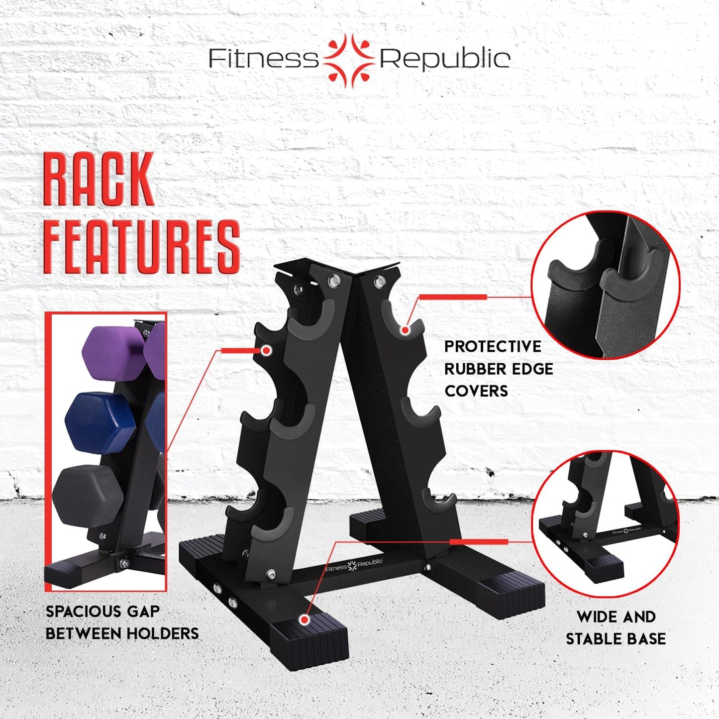 Neoprene Dumbbell Storage Rack - 2.0MM Steel Organizer for Home Gym - Easy Assembly