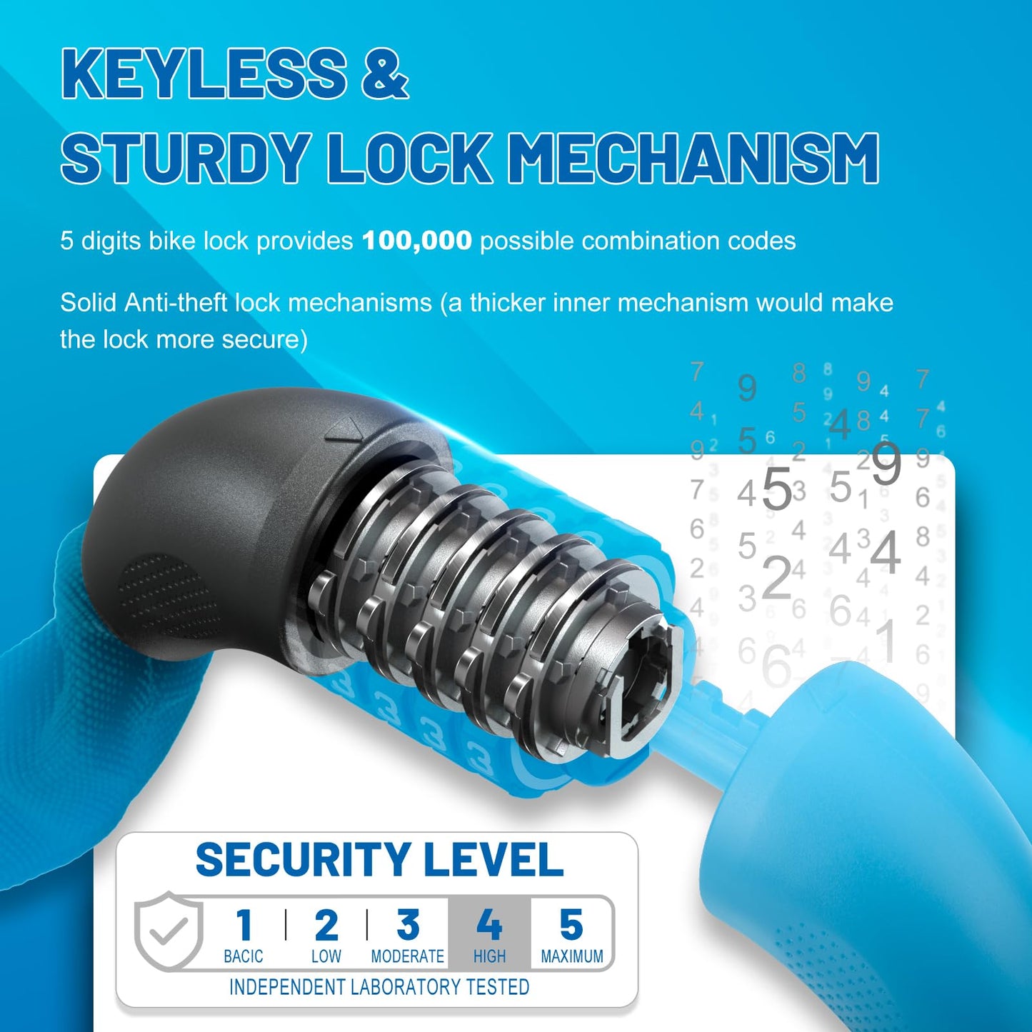 APECYC Bike Locks Heavy Duty Anti Theft, 5 Digit Combination Bike Chain Lock, 4FT Security Bicycle Lock Hardened Steel Square Chains for Bicycle, E-Bike, Motorcycle, Scooter, Gate