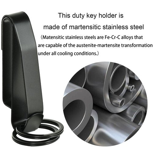 Duty Belt key Holder Belt Clip Belt Key Holder Martensitic High Carbon Stainless Steel Belt Key Clip for Police Handcuff and Fire Agencies with Detachable Key Rings(2.25inch Belt Max)