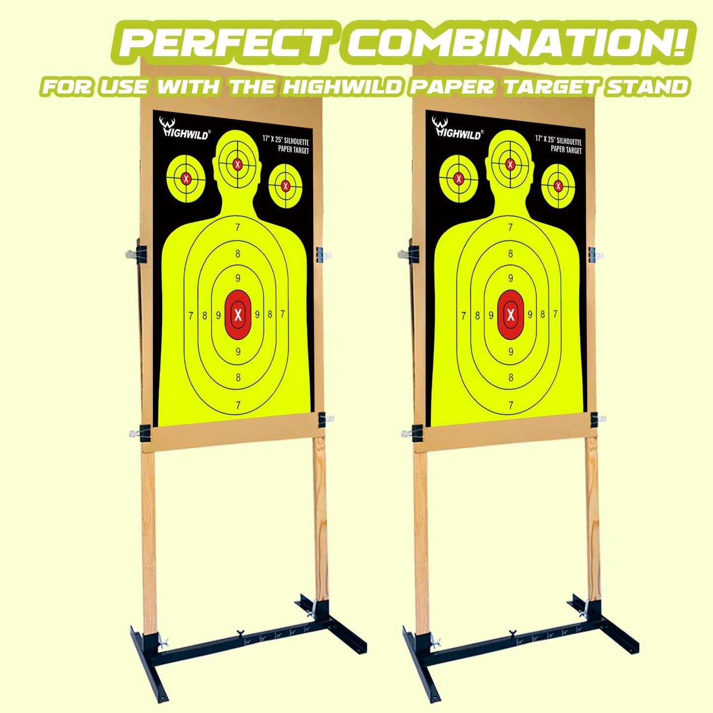 Highwild Shooting Range Silhouette Paper Target - 17X25 Inches (25 Pack, Black & Yellow)