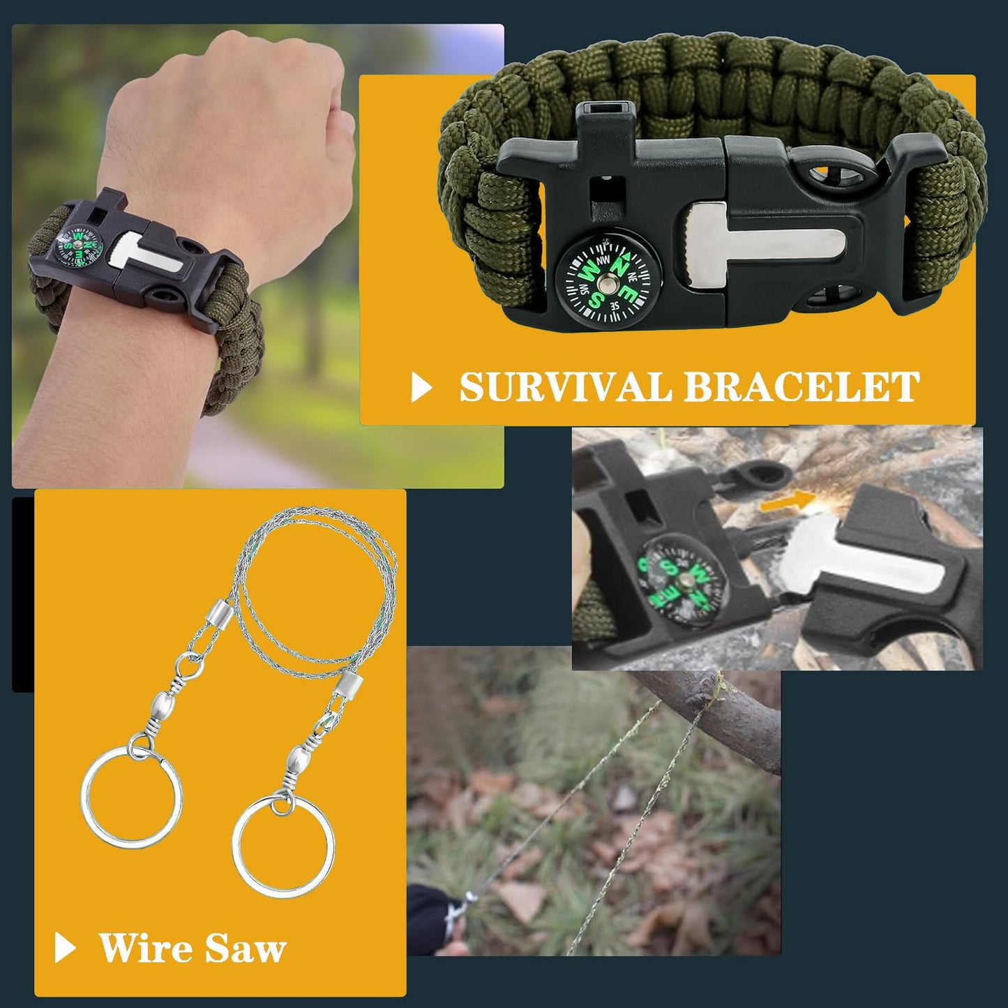 First Aid and Survival Kit, Outdoor Survival Gear Equipment with Telescopic Pen Fishing Rod for Camping Hunting Hiking Adventures, Birthday Gifts for Men Dad Him Husband Boyfriend Teen Boy