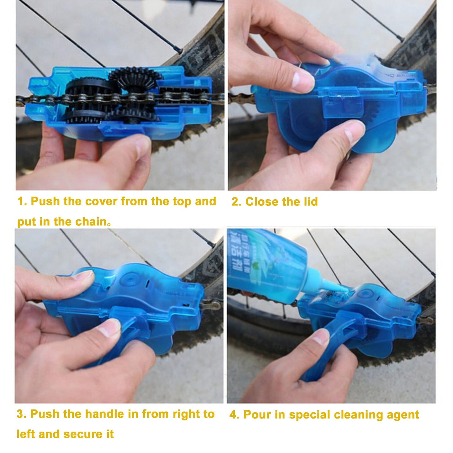 JXINLODGEG Bike Chain Cleaner Kit Including Chain Oil Lubricant, Bike Cleaner Brush Tool, Bicycle Chain Cleaning Agent,Chain Lube for Mountain/MT/Road/BMX Bike