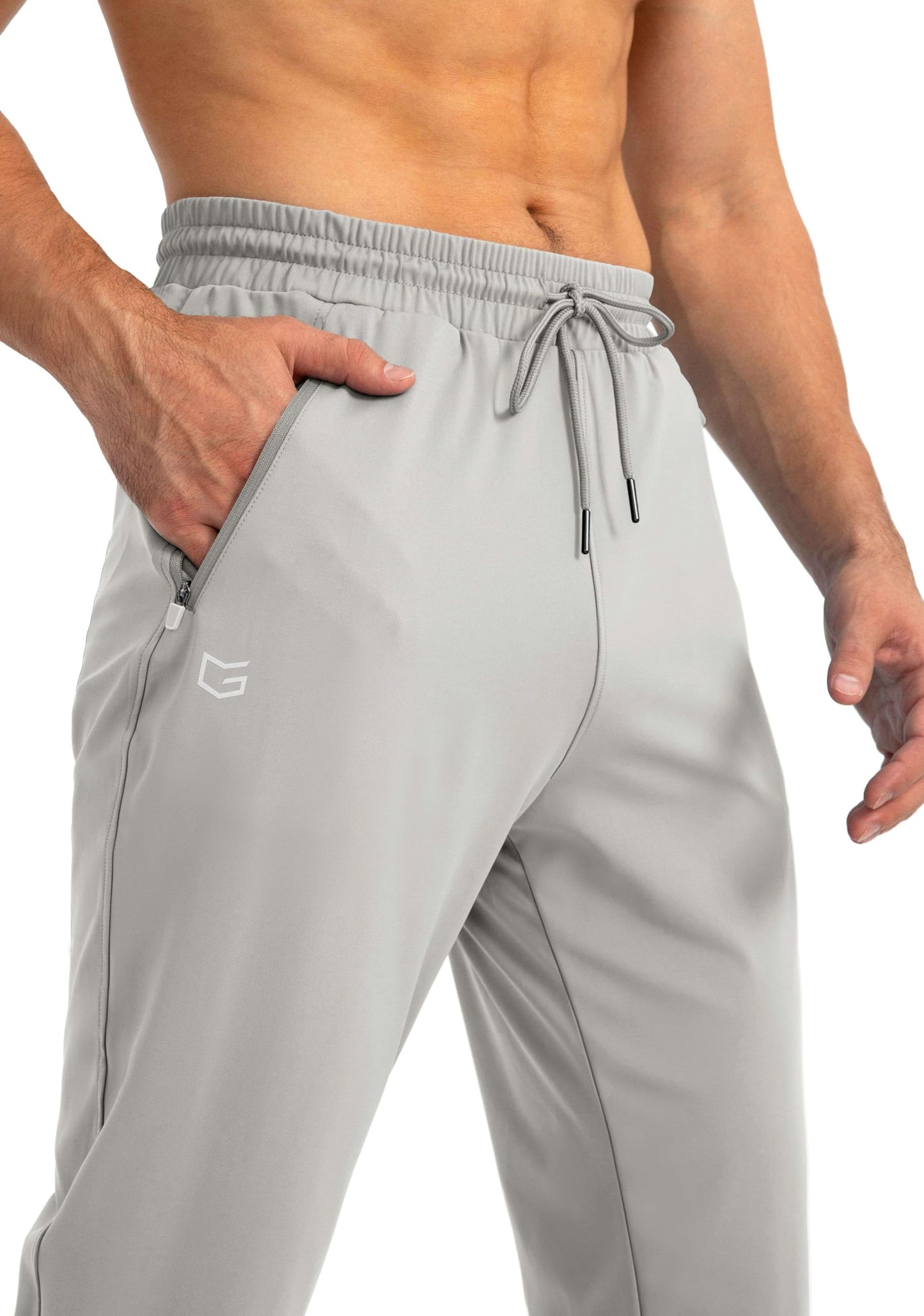 G Gradual Men's Sweatpants with Zipper Pockets Tapered Joggers for Men Athletic Pants for Workout, Jogging, Running (Bright Grey, 3X-Large)