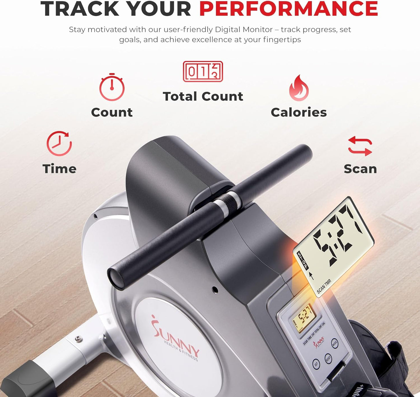 Sunny Health & Fitness Foldable Rowing Machine for Home - Full-Body Low-Impact Workout, Quiet Operation & Free SunnyFit App