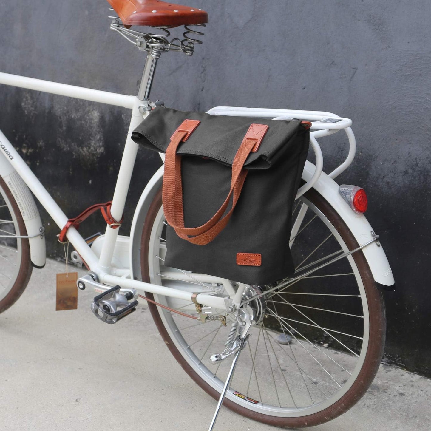 TOURBON Canvas Clip-On Quick-Release Bike Panniers Women's Shoulder Tote Bag