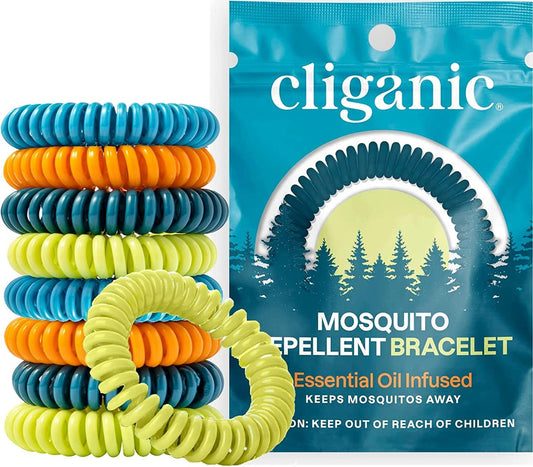 Natural DEET-Free Mosquito Repellent Bracelets - 10 Pack for Adults & Kids