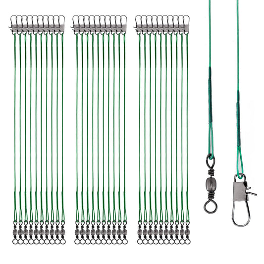 Fishing Leaders, 30pcs Stainless Steel Leader Wire Fishing Leader Line with Swivel Snaps Fishing Wire Leaders Connecting Fishing Tackle Lure or Hook for Saltwater and Freshwater - 11.81inch