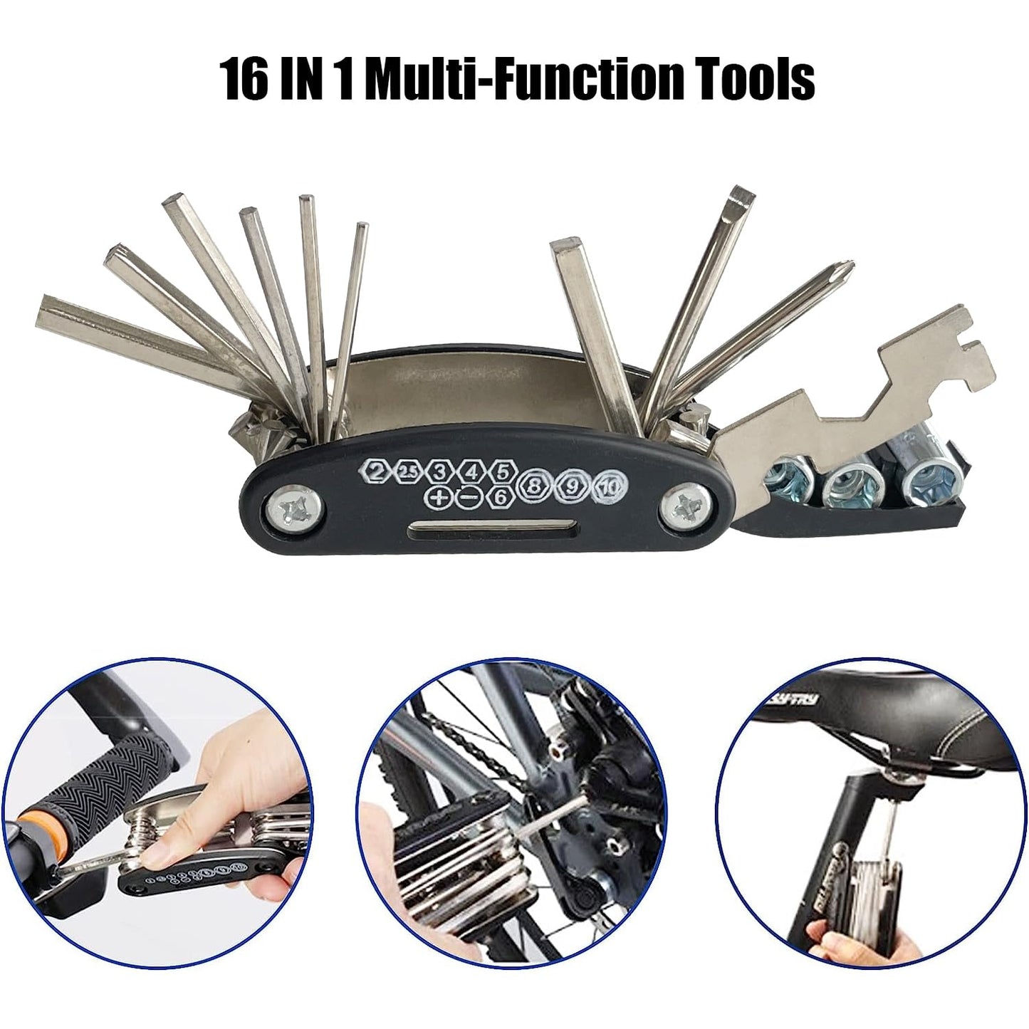 Socpuro Bike Repair Tool Kit, Waterproof Frame Triangle Bag with Bicycle Multi-Function Repair Tool Kit, Portable Repair Tool Accessories Set for Road Mountain BMX Cycling