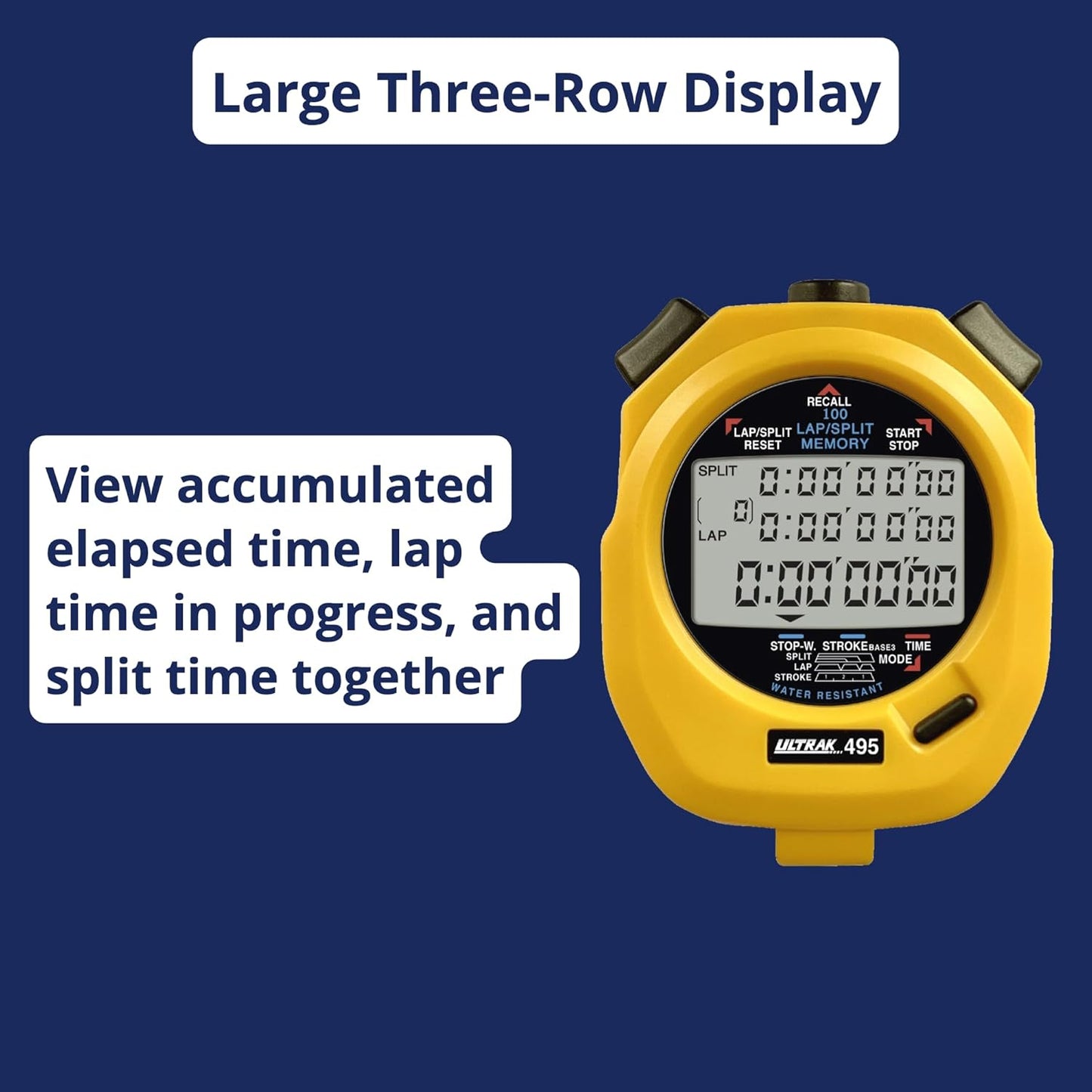 Ultrak 100 Lap Memory Timer, Yellow