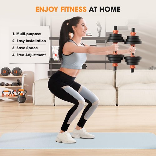 Stepwaver Adjustable Dumbbell Set 50LBS Free Weights Dumbbells,4 in1 Weight Set,Dumbbell, Barbell, Kettlebell, Push-up, Home Gym Fitness Workout Equipment for Men Women