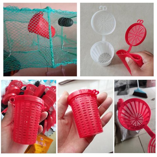 SquEqu 10 Pack Fishing Bait Cage Trap Feeder Holder Box Large Size Baits Case Barrel Fish Lure Plastic Basket Fishing Tackle Kit Gear Tool for Fish Shrimp Earthworm Crab Catfish Cast Net